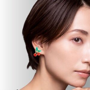 Cherry Red and Green Earrings
